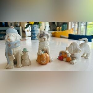 Lenox A Golden Year of Puppies Set Of 3 : Halloween, Harvest, Christmas